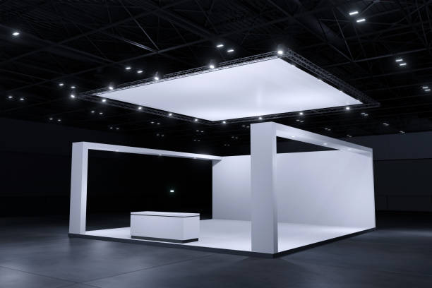 istock Exhibition standing for mockup and Corporate identity,display.Empty booth Design.Retail booth design elements in Exhibition hall.Booth system of Graphic Resources.3d render. 1324660639