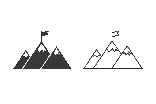 Mountain success icon set design illustration, glyph style design, designed for web and app