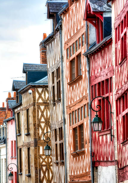 Facades of Old, Colorful, Half-Timbered Building in Orleans, Loire Valley, France Facades of old, colorful, half-timbered building in Orleans, Loire Valley, France orleans france photos stock pictures, royalty-free photos & images