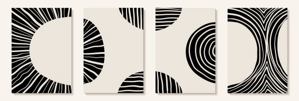 kreatywna minimalistyczna ręcznie malowana abstrakcyjne tło sztuki z czarno-białą plamą i ręcznie rysowanym doodle fakturą bazgrołów. projekt dekoracji ścian, pocztówek, plakatu lub broszury - 3693 stock illustrations