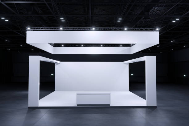 istock Exhibition standing for mockup and Corporate identity,display.Empty booth Design.Retail booth design elements in Exhibition hall.Booth system of Graphic Resources.3d render. 1324663544