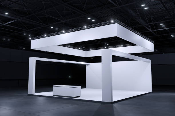 istock Exhibition standing for mockup and Corporate identity,display.Empty booth Design.Retail booth design elements in Exhibition hall.Booth system of Graphic Resources.3d render. 1324663545