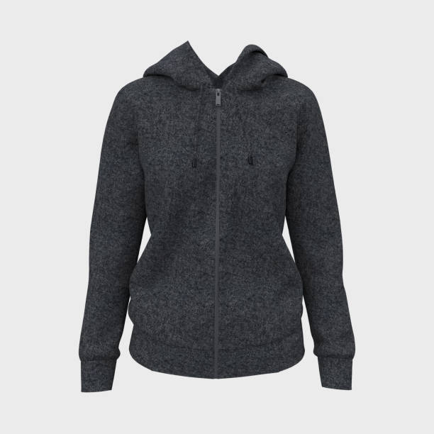 istock Blank hooded sweatshirt mockup with zipper in front view 1324663888