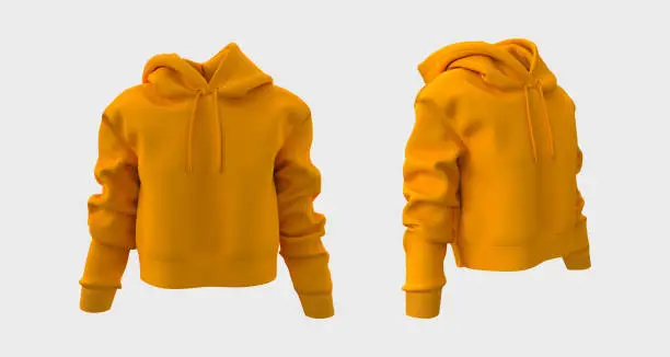 Blank hooded sweatshirt mockup for print, 3d rendering, 3d illustration