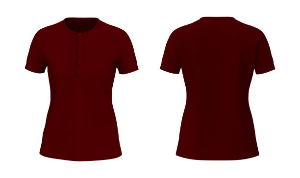 istock Blank short sleeve henley t-shirt mockup, front and back views 1324664485