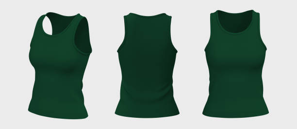 istock Blank sleeveless t-shirt mockup in front, side and back views 1324664523