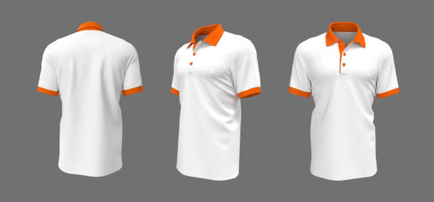 istock Blank collared shirt mockup in front, side and back views 1324664531