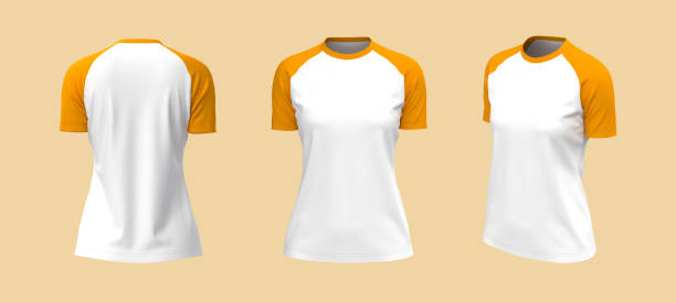 istock Women's short-sleeve t-shirt mockup, front, side and back views 1324664608