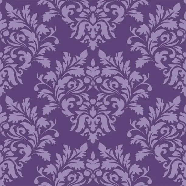 Vector illustration of Purple Damask Luxury Decorative Textile Pattern