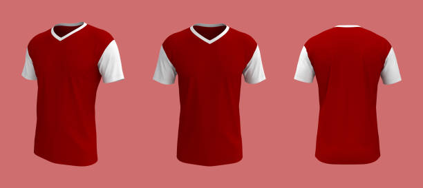 istock men's colorblock t-shirt mockup in front, side and back views 1324664662