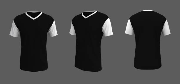 istock men's colorblock t-shirt mockup in front, side and back views 1324664672