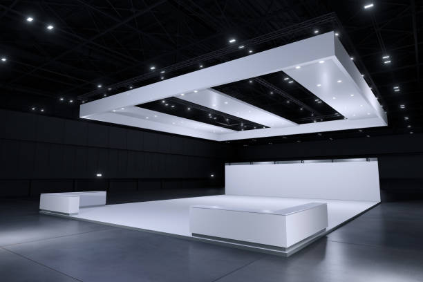 istock Exhibition standing for mockup and Corporate identity,display.Empty booth Design.Retail booth design elements in Exhibition hall.Booth system of Graphic Resources.3d render. 1324664850