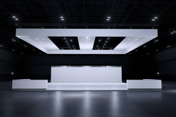 istock Exhibition standing for mockup and Corporate identity,display.Empty booth Design.Retail booth design elements in Exhibition hall.Booth system of Graphic Resources.3d render. 1324664852