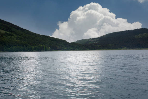 istock wonderful lake view from the wooden observation deck 1324665002