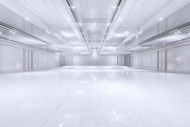 istock Empty convention hall center with stage.The backdrop for exhibition stands,booth elements. Meeting room for the conference.Big Arena for entertainment,concert,event. ballroom.3d render. 1324665807