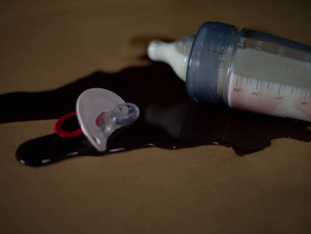 istock Baby bottle stained with blood from the murderous father 1324666403