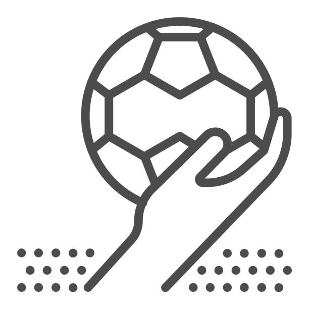 strand, handball, quadratische linie vektor-symbol. - handball stock-grafiken, -clipart, -cartoons und -symbole