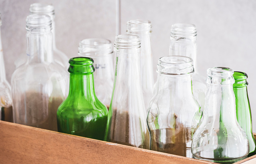 Empty Glass Bottles for Recycling