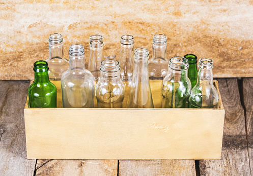 Empty Glass Bottles for Recycling