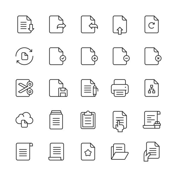 Document Line Icons. Editable Stroke. Pixel Perfect. For Mobile and Web. Contains such icons as Agreement, Certificate, Chart, Clipboard, Config, Data, Download, E-Mail, File, Image, Law, Report, Resume, Search, Security, Settings, Share, Text, Upload. 25 Document Outline Icons. Agreement, Application Form, Attachment, Bank Statement, Book, Certificate, Chart, Check Mark, Clipboard, Cloud Computing, Config, CV, Data, Diploma, Document, Dollar Sign, Download, E-Mail, Favourite, File, Finance, Financial Report, Folder, Form, Gift, Human Resources, Image, Job Search, Law, Legal, Message, Network Technology, Office Supply, Printer, Refresh, Report, Resume, Save, Search, Security, Settings, Share, Text, Touch Gesture, Upload, Wishlist, Writing. tabs ring binder office isolated stock illustrations