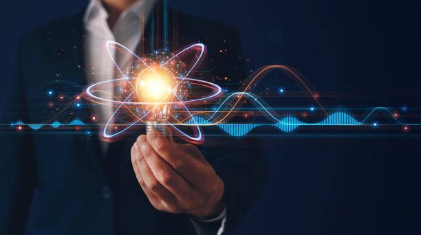 istock Businessman holding light bulb with digital graph. Light bulb on network connectivity. Innovation,  global network  and technology concept. 1324669269