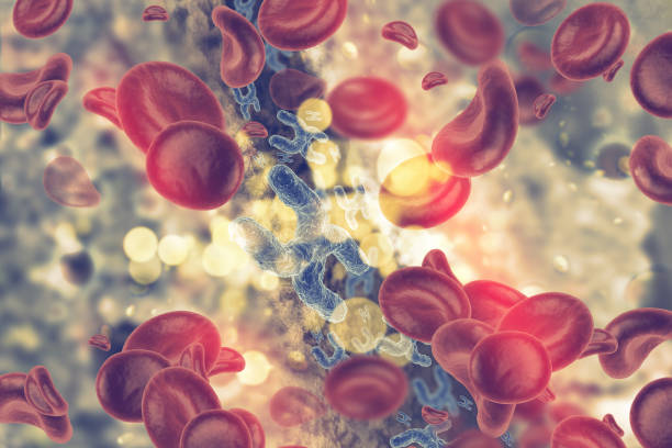 istock Chromosome on scientific background. 3d illustration 1324670312