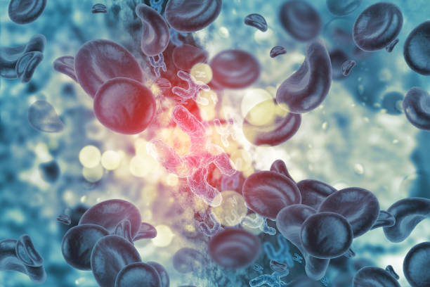 istock Chromosome on scientific background. 3d illustration 1324670374