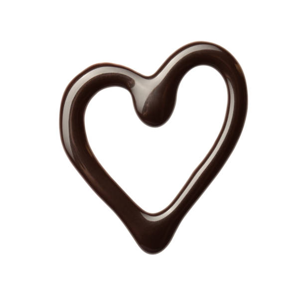 istock Chocolate heart isolated on whited background. Hot melted chocolate. Liquid Choco sauce. Decorative line. Love and St. Valentine's Day concept 1324670706