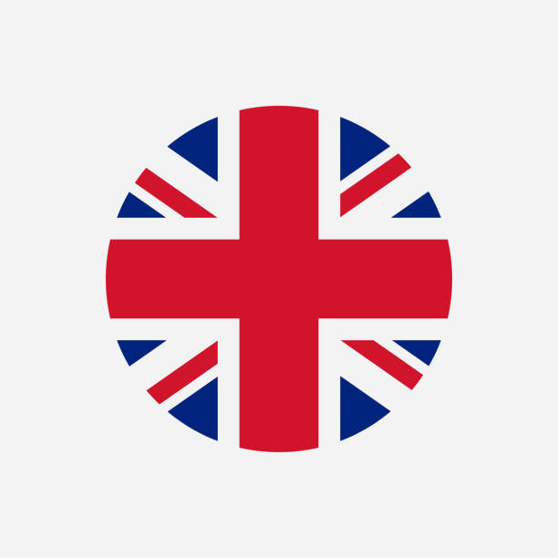 флаг великобритании. союз джек круглый логотип. круг значок флага соединенного королевства. вектор - британский флаг stock illustrations