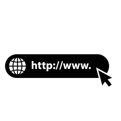 Www, globe and search bar elements. Globe with cursor icons, browser bar, WWW, mouse cursir, search. Vector illustration.