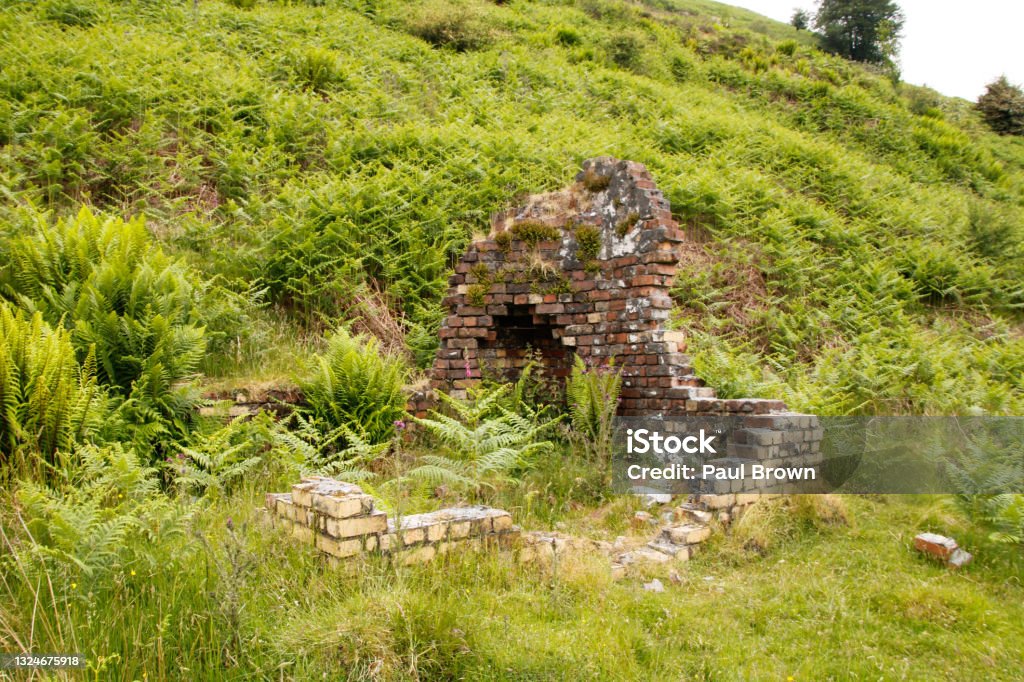 Remains of old boiler house near Ebbw Vale Abandoned Stock Photo