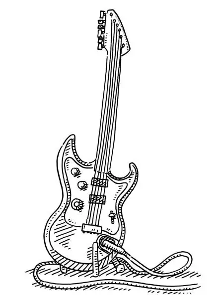 Vector illustration of Generic Electric Guitar Music Instrument Drawing
