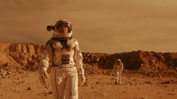 istock Astronauts searching location for base on Mars 1324679116