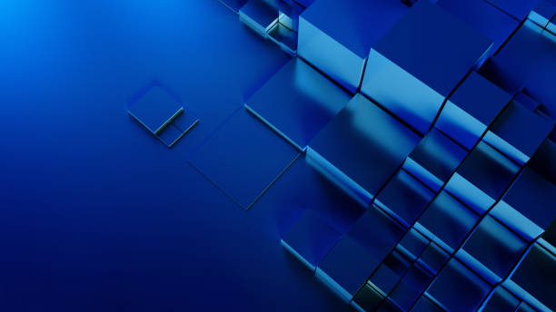istock Abstract metallic dark blue background with cubes. 1324683107