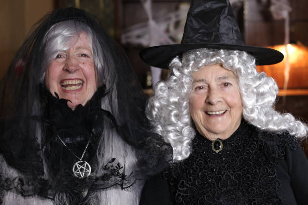 Spooky witches with gray hair Spooky witches with gray hair. ugly old women stock pictures, royalty-free photos & images