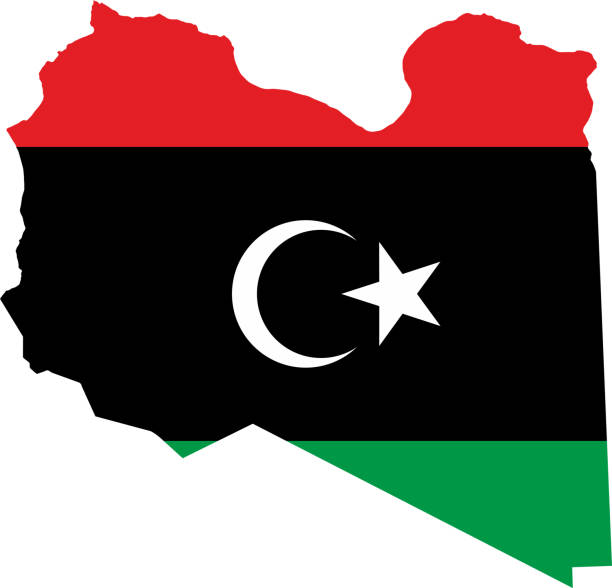 mapa flag libijską - libyan flag stock illustrations