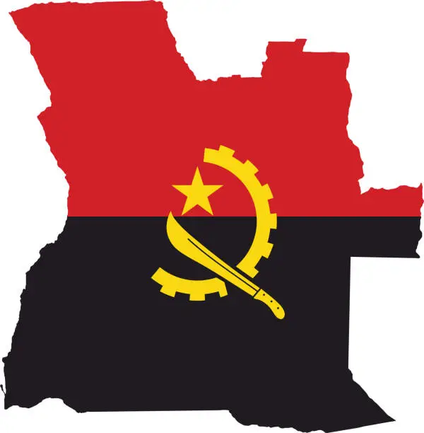 Vector illustration of Angola flag map