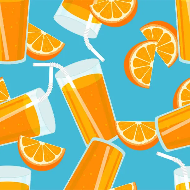 Vector illustration of Orange juice seamless pattern