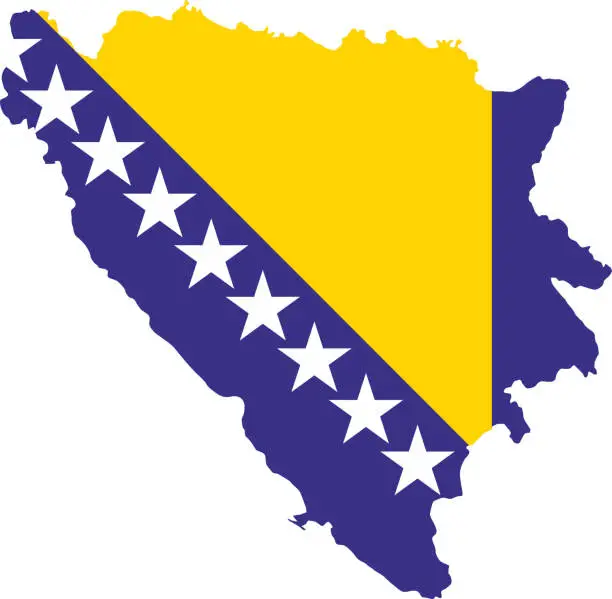 Vector illustration of Bosnia and Herzegovina flag map