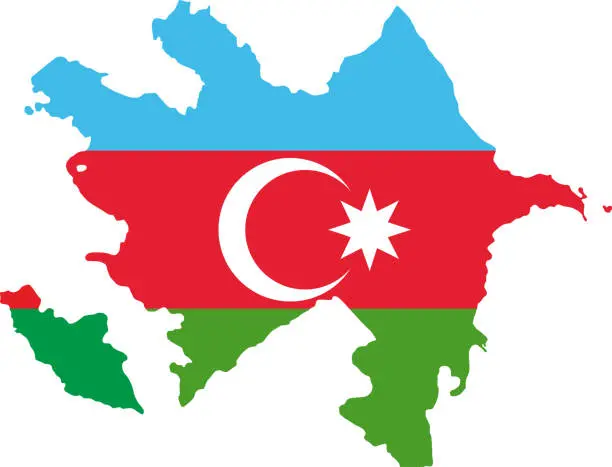 Vector illustration of Azerbaijan flag map