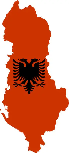 Vector illustration of Albania flag map