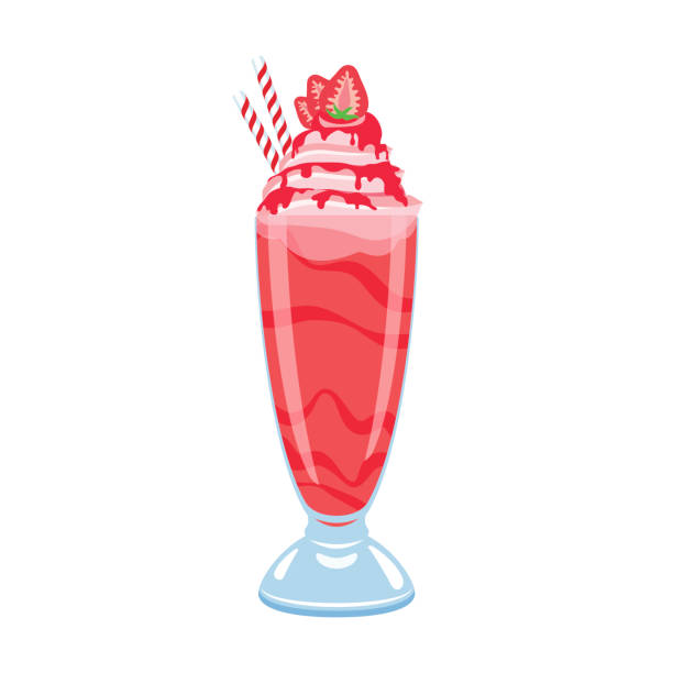 Strawberry Milkshake With Whipped Cream And Pink Icing Vector Stock  Illustration - Download Image Now - iStock