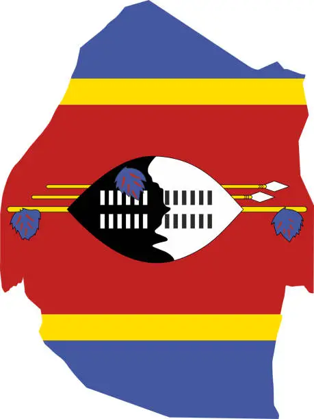 Vector illustration of Eswatini flag map