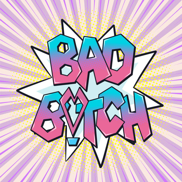 zła suka słowo bańka w stylu komiksu pop-art. ikona baddie mediów społecznościowych - bitch stock illustrations