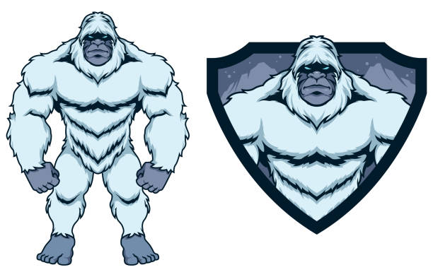 ilustraciones, imágenes clip art, dibujos animados e iconos de stock de mascota de bigfoot yeti - yeti