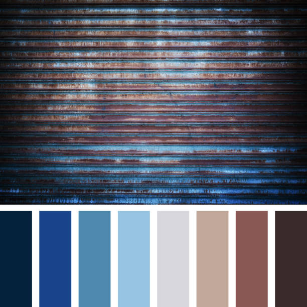 rusted metal palette - blue tint imagens e fotografias de stock