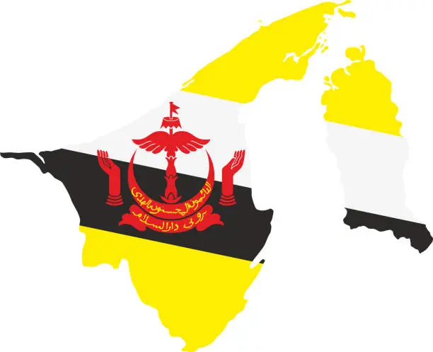 Vector illustration of Brunei flag map