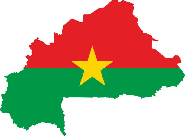 Vector illustration of Burkina Faso flag map