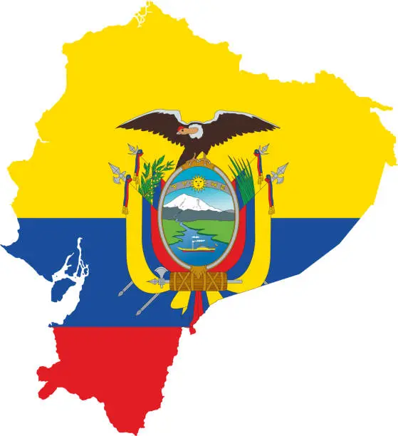 Vector illustration of Ecuador flag map