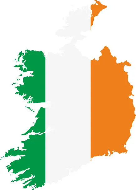 Vector illustration of Ireland flag map